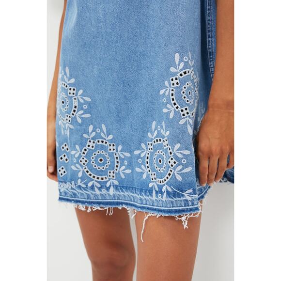 GANNI Light Blue Stone Broderie Anglaise Dress Size 6 NWT Retail $445 - Picture 5 of 7